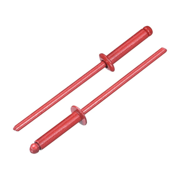 Uxcell 50Pcs 1/8"x1/2" Aluminum Blind Rivets, Dome Head Long Split Rivets, Red