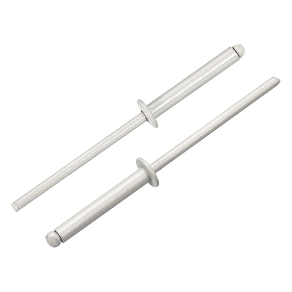 Uxcell 50Pcs 1/8"x3/4" Aluminum Blind Rivets, Dome Head Long Split Rivets, Gray