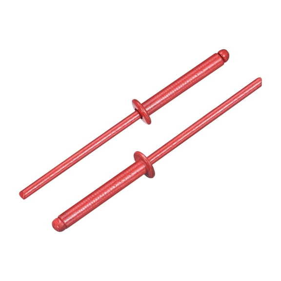 Uxcell 50Pcs 1/8"x3/4" Aluminum Blind Rivets, Dome Head Long Split Rivets, Red
