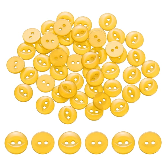 Uxcell 50Pcs 16L Round Sewing Buttons, 10mm 2/5" 2-Hole Resin Fish Eye Buttons Round Clothing Fastener for Sewing Clothes Fabric Pants Dress Skirt Crafts Replacement, Yellow