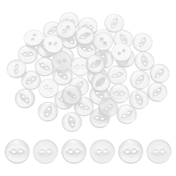 Uxcell 50Pcs 16L Round Sewing Buttons, 10mm 2/5" 2-Hole Resin Fish Eye Buttons Round Clothing Fastener for Sewing Clothes Fabric Pants Dress Skirt Crafts Replacement, White