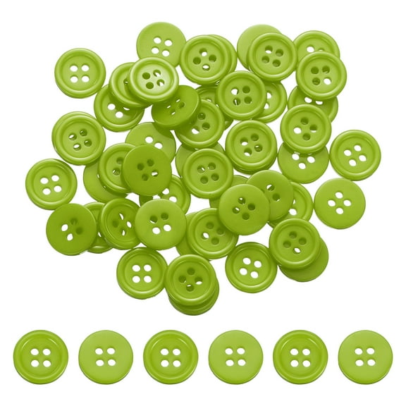 Uxcell 50Pcs 20L 4-Hole Resin Sewing Buttons for Crafts, 12.5mm 1/2" Round Clothing Fastener Round Resin Buttons for DIY Sewing Clothes Fabric Pants Dress Skirt Crafts Replacement, Green