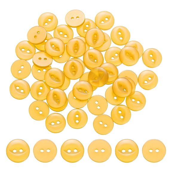 Uxcell 50Pcs 20L Round Sewing Buttons, 12.5mm 1/2" 2-Hole Resin Fish Eye Buttons Round Clothing Fastener for Sewing Clothes Fabric Pants Dress Skirt Crafts Replacement, Yellow