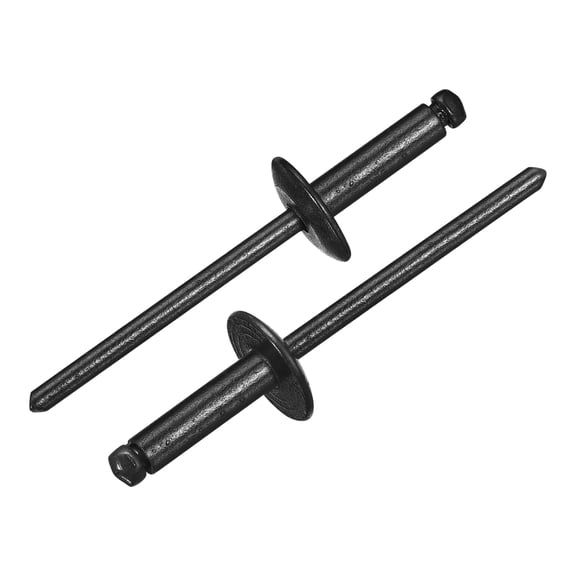 Uxcell 50Pcs 5/32"x1/2" Aluminum Blind Rivets, Large Flange Rivets Fasteners, Black