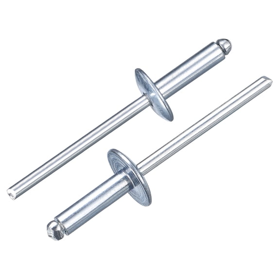 Uxcell 50Pcs 5/32"x1/2" Aluminum Blind Rivets, Large Flange Rivets Fasteners, Silver