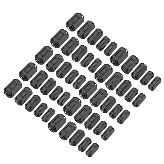 Uxcell 50Pcs 5 Sizes Clip-on Ferrite Ring Core, Ferrite Beads EMI RFI Noise Cable Clip for 3.5mm/5mm/7mm/9mm/13mm Diameter Cable, Black