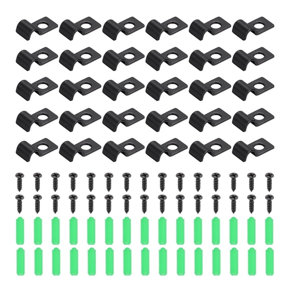 Uxcell 50Pcs 5mm(3/16") One Hole Pipe Strap, Rigid U Brackets Conduit Clamp Heavy Duty Carbon Steel Pipe Strap Clip with Self-Tapping Screws and Expansion Tube for Fixing Wire Cord
