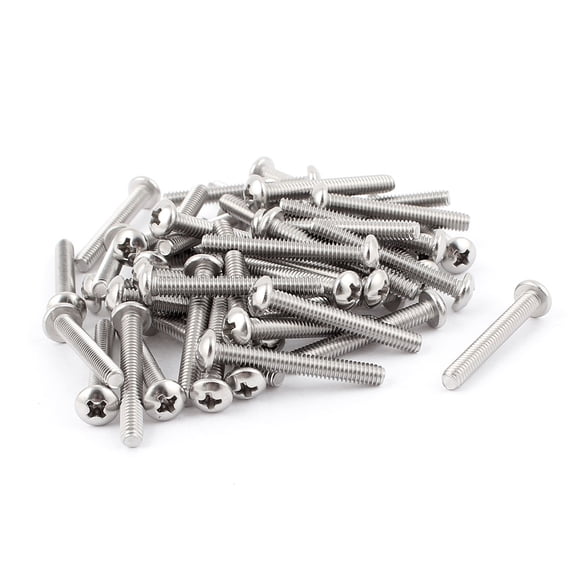 Uxcell 50Pcs #8-32 x 1-1/4" Stainless Steel Head Bolts Machine Screws