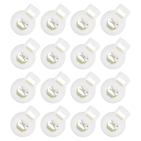 Uxcell 50Pcs 8mm Plastic Cord Locks Single Hole Spring Toggle Stopper, White