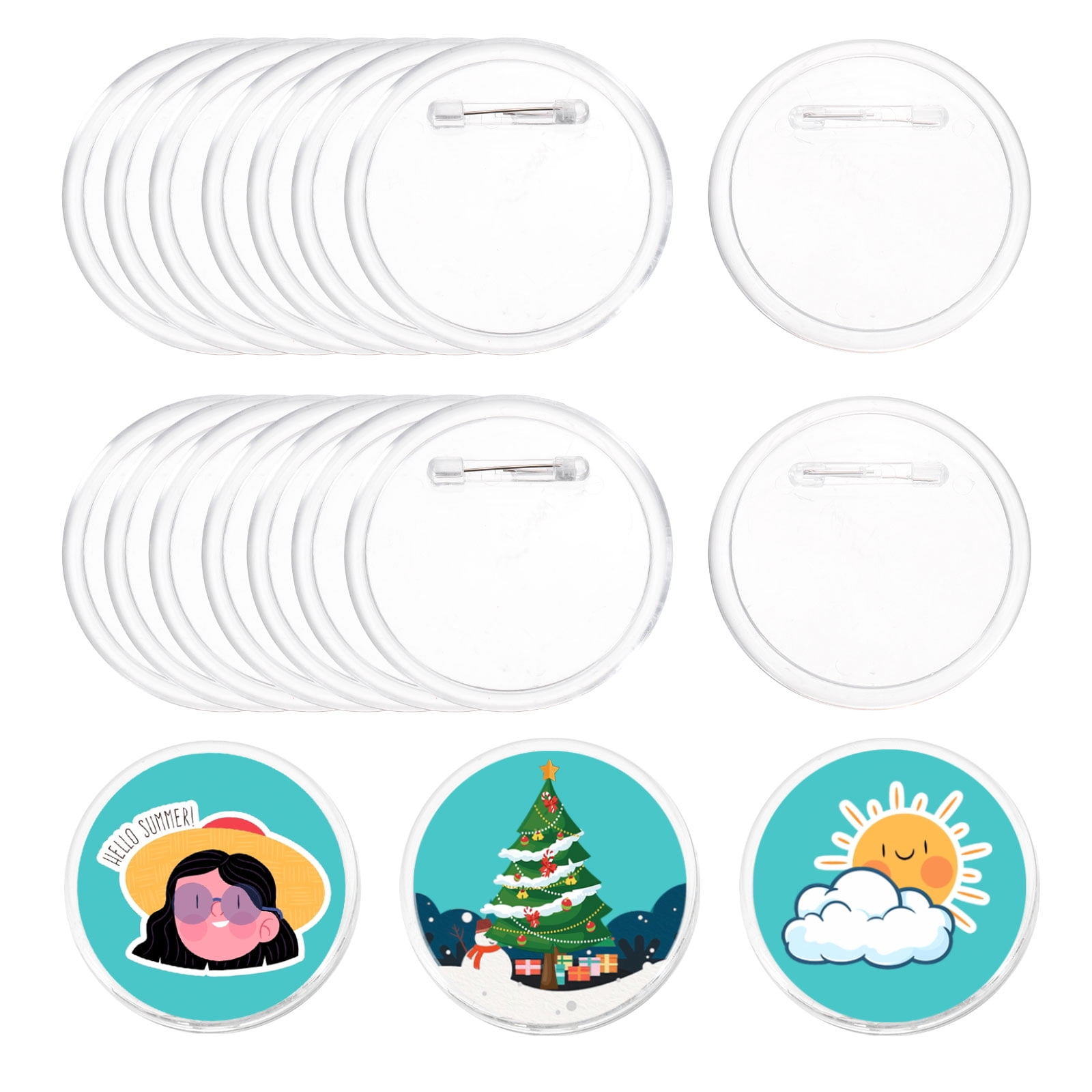 Uxcell 50Pcs Acrylic Sewing Buttons Pin Clear 2.56" Button Maker Badges for DIY Crafts