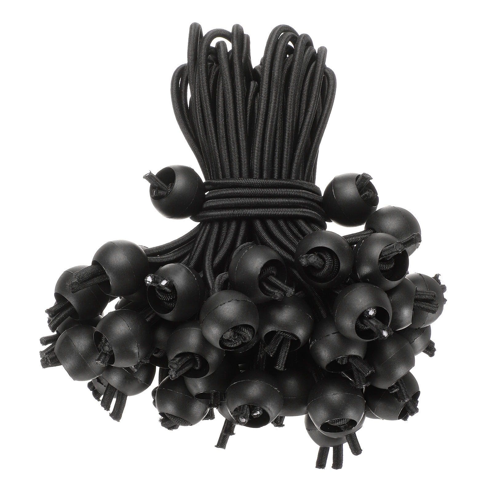 Uxcell 50Pcs Ball Bungee Cords 6" Heavy Duty Bungee Cord Balls for Tent Camping Holding Wire and Hoses, Black