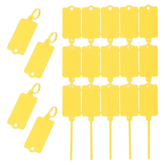 Uxcell 50Pcs Blank Waterproof Plastic Tags, Label Shipping Tag with Zip Tie, Yellow 2.48 x 1.46Inch