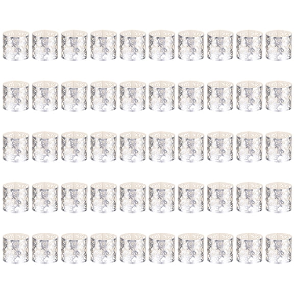 Uxcell 50Pcs Candle Wraps, Laser Cut Votive Candles Holder Wraps for LED Tealight Candles, Tea Light Wrap Lampshade for Elegant Festival Birthday Wedding, Heart Design Reflective Silver