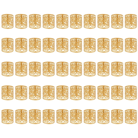 Uxcell 50Pcs Candle Wraps, Laser Cut Votive Candles Holder Wraps for LED Tealight Candles, Tea Light Wrap Lampshade for Elegant Festival Birthday Wedding, Heart Design Gold