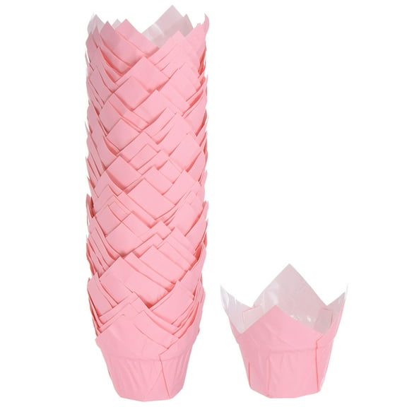 Uxcell 50Pcs Cupcake Liners Greaseproof Baking Cups Paper Cupcake Wrappers Holders, Pink