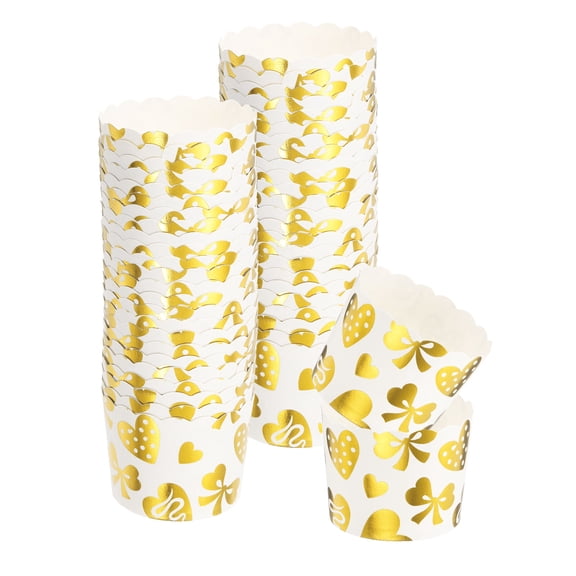 Uxcell 50Pcs Cupcake Wrappers for Wedding, Paper Baking Cups, Heart-Shaped