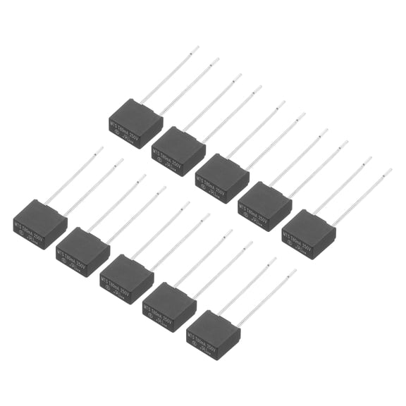 Uxcell 50Pcs DIP Mounted Miniature Square Slow Blow Micro Fuse for Electronic PCB, T80mA 80mA 250V, Black