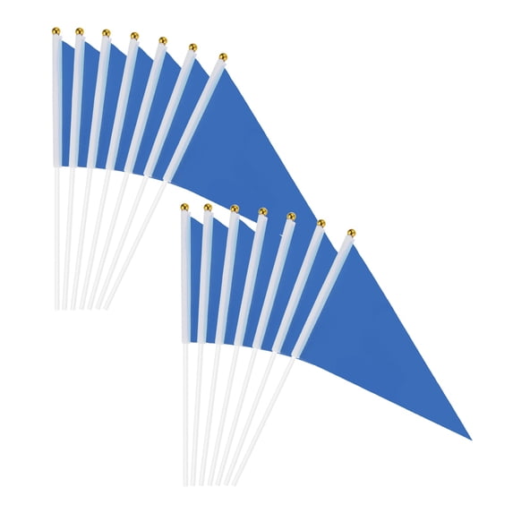 Uxcell 50Pcs Deep Blue Pennant Stick Flag, 8.3 x 5.5 Inch Handheld Solid Color Flags on Plastic Stick for DIY Graffiti Birthday Carnival Festival Celebration Sports Grand Opening Party