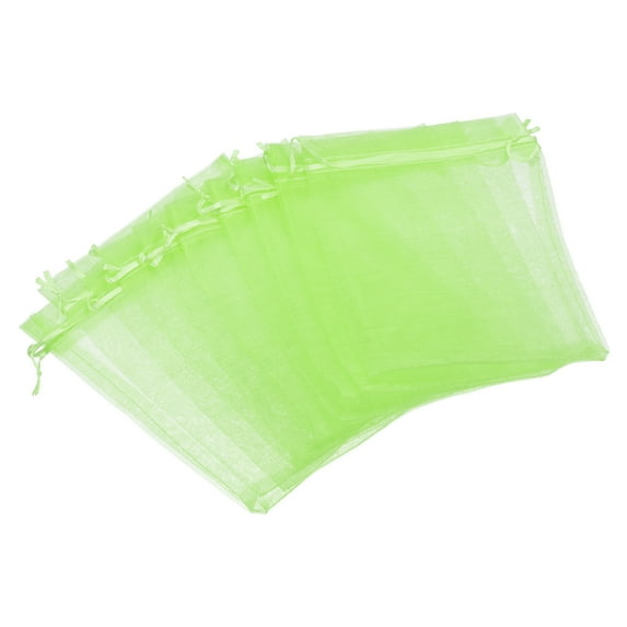 Uxcell 50Pcs Fruit Protection Bags 7.87x5.9" Nylon Garden Fruit Netting Cover Bags Drawstring Mesh Gift Bags Light Green