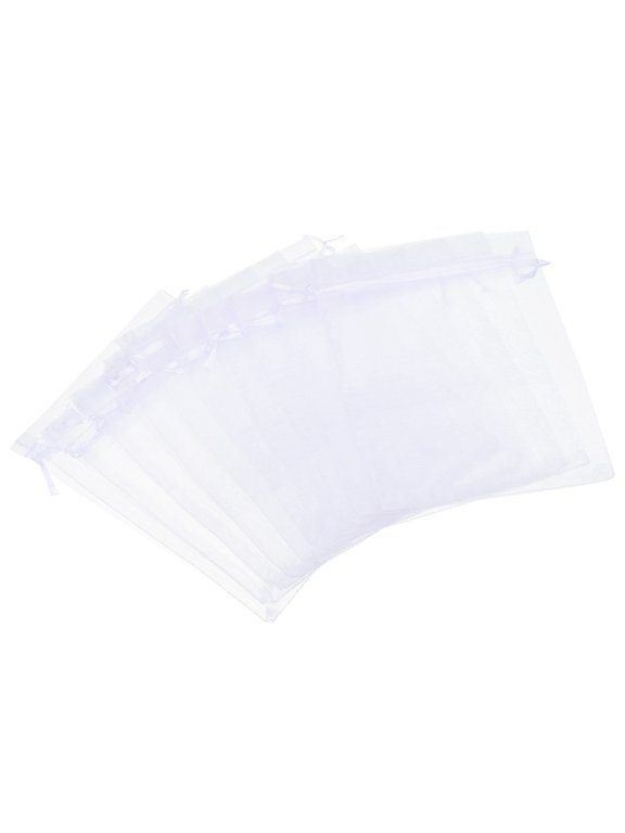 50Pcs Fruit Protection Bags 7.87x5.9" Nylon Garden Fruit Netting Cover Bags Drawstring Mesh Gift Bags White