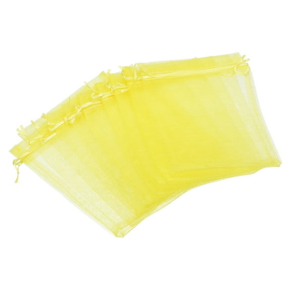 Uxcell 50Pcs Fruit Protection Bags 7.87x5.9" Nylon Garden Fruit Netting Cover Bags Drawstring Mesh Gift Bags Yellow