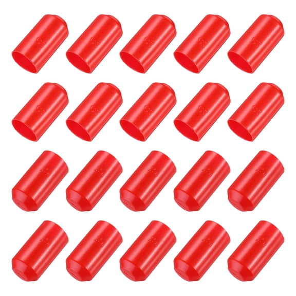 Uxcell 50Pcs Heat Shrink End Cap 25mm ID x 50mm L 3:1 Ratio Waterproof Electrical Heat Shrink Tubing Caps, Red