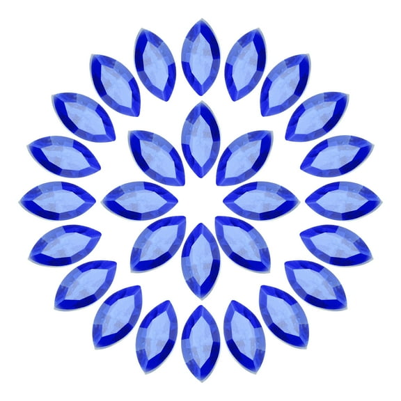 Uxcell 50Pcs Horse Eye Shape Rhinestones Glass Point Back Beads for Jewelry Making, Dark Blue 4x8mm