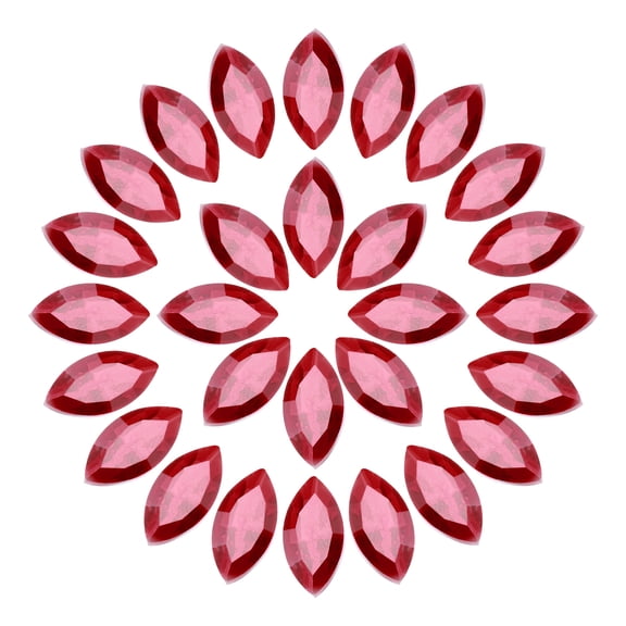 Uxcell 50Pcs Horse Eye Shape Rhinestones Glass Point Back Beads for Jewelry Making, Dark Red 6x12mm