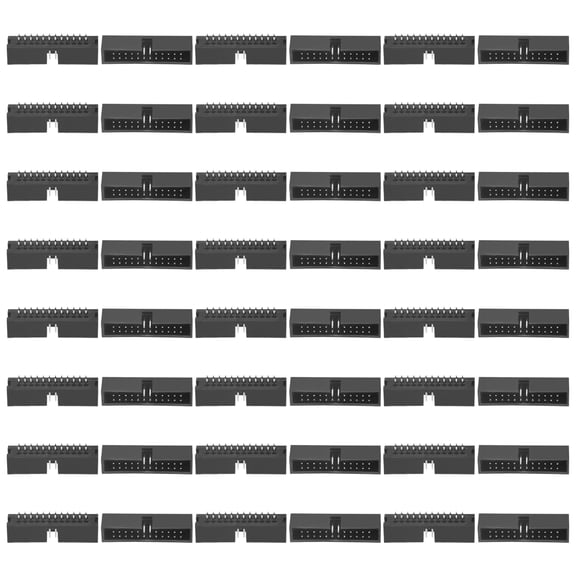 Uxcell 50Pcs IDC 2x12 Dual Row 2.54mm Box Header Connector Male Adapter, 24 Pin Straight Shrouded Header for PCB JTAG Flat Ribbon Cable DIY Electronics Industrial Projects