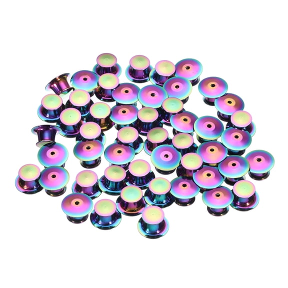 Uxcell 50Pcs Metal Pin Backs Spring Loaded Pin keepers Locking Pin Keepers Locking Clasp, Colorful