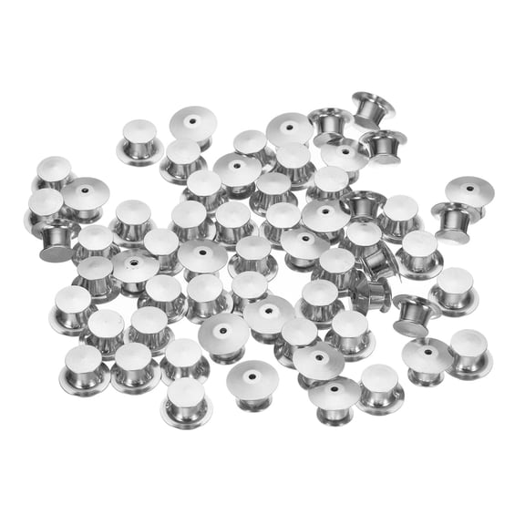 Uxcell 50Pcs Metal Pin Backs Spring Loaded Pin keepers Locking Pin Keepers Locking Clasp, Silver Tone