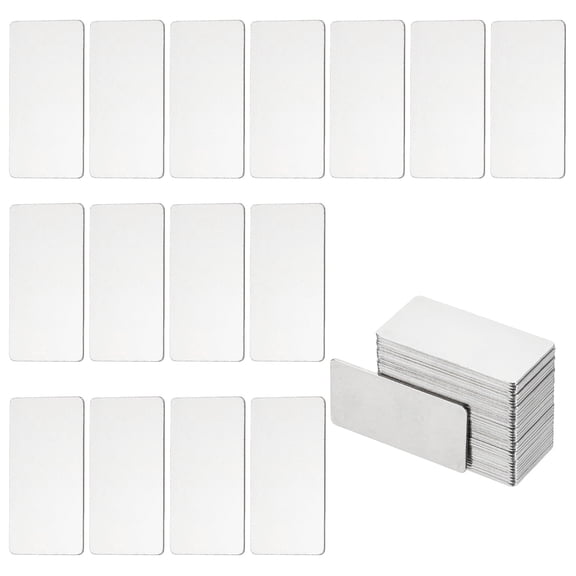Uxcell 50Pcs Metal Stamping Blanks, 1.97 x 0.98" Rectangle Stamping Tags Blanks Plate Stainless Steel DIY Name Tags for Laser Engraving Stamping ID Tags, Silver