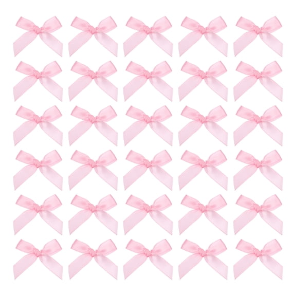 Uxcell 50Pcs Mini Ribbon Bow 1.8 inch Mini Fabric Satin Ribbon Flower Bows Pink