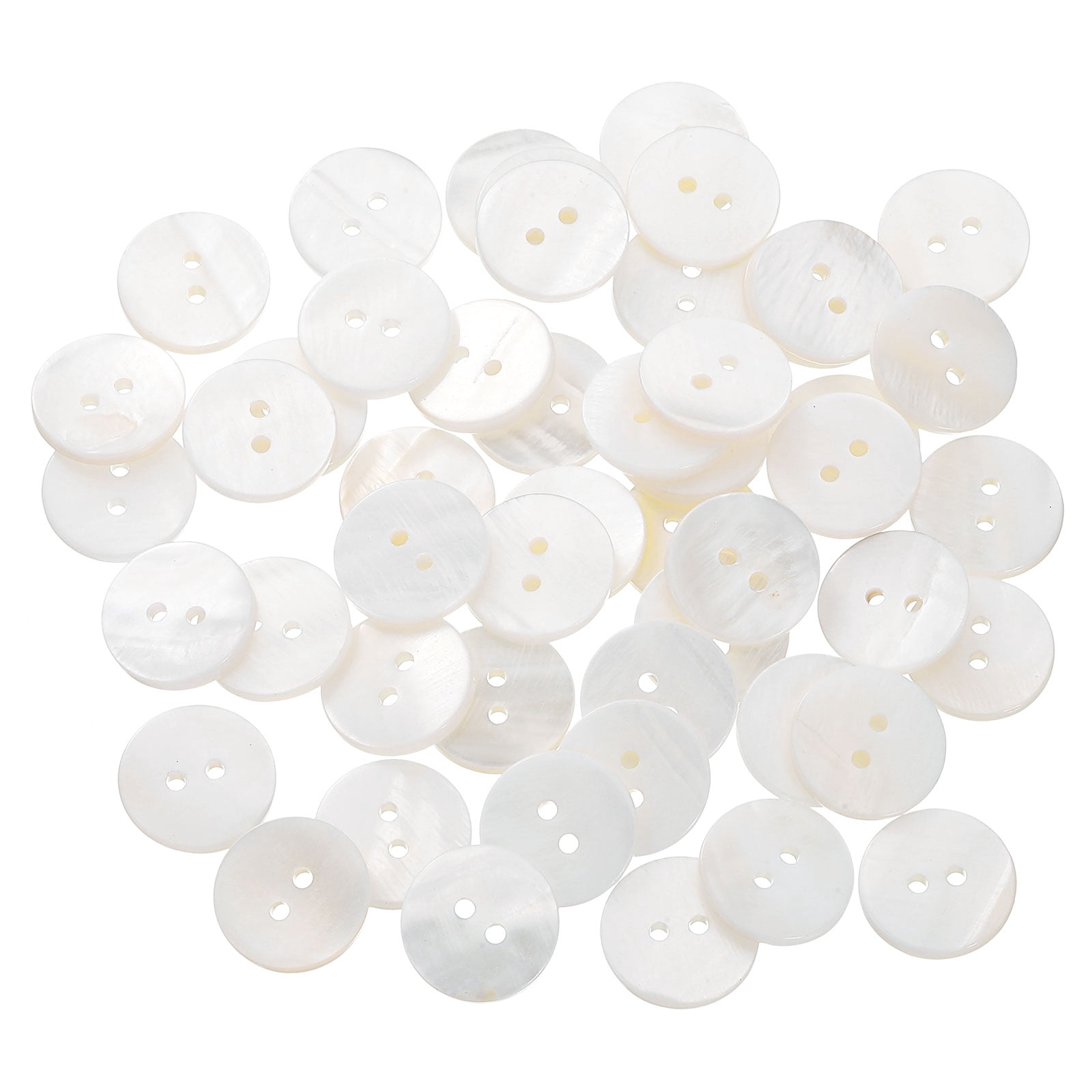 Uxcell 50Pcs Natural Shell Buttons, Mother of Pearl Button 15mm Sewing ...