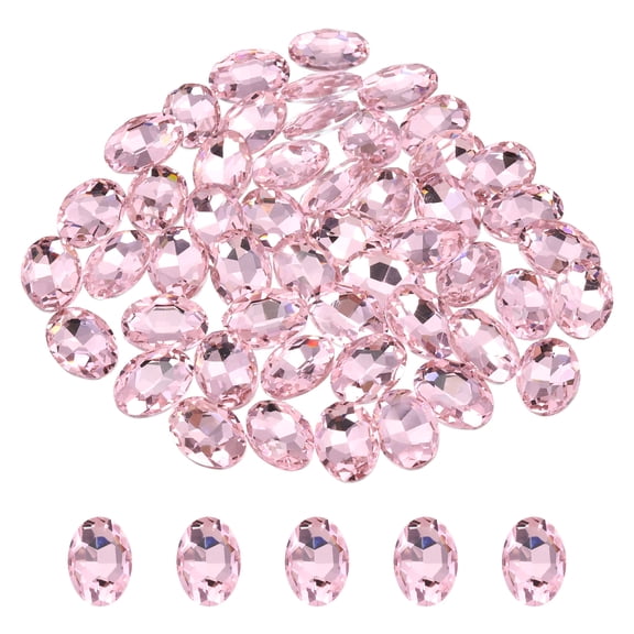 Uxcell 50Pcs Oval Pointed Back Rhinestone, 13 x 18 mm Oval Faceted Glass Rhinestone Gems Pointed Back Faceted Glass Beads for Jewelry Making DIY Crafts Shoes Crystal, Pink