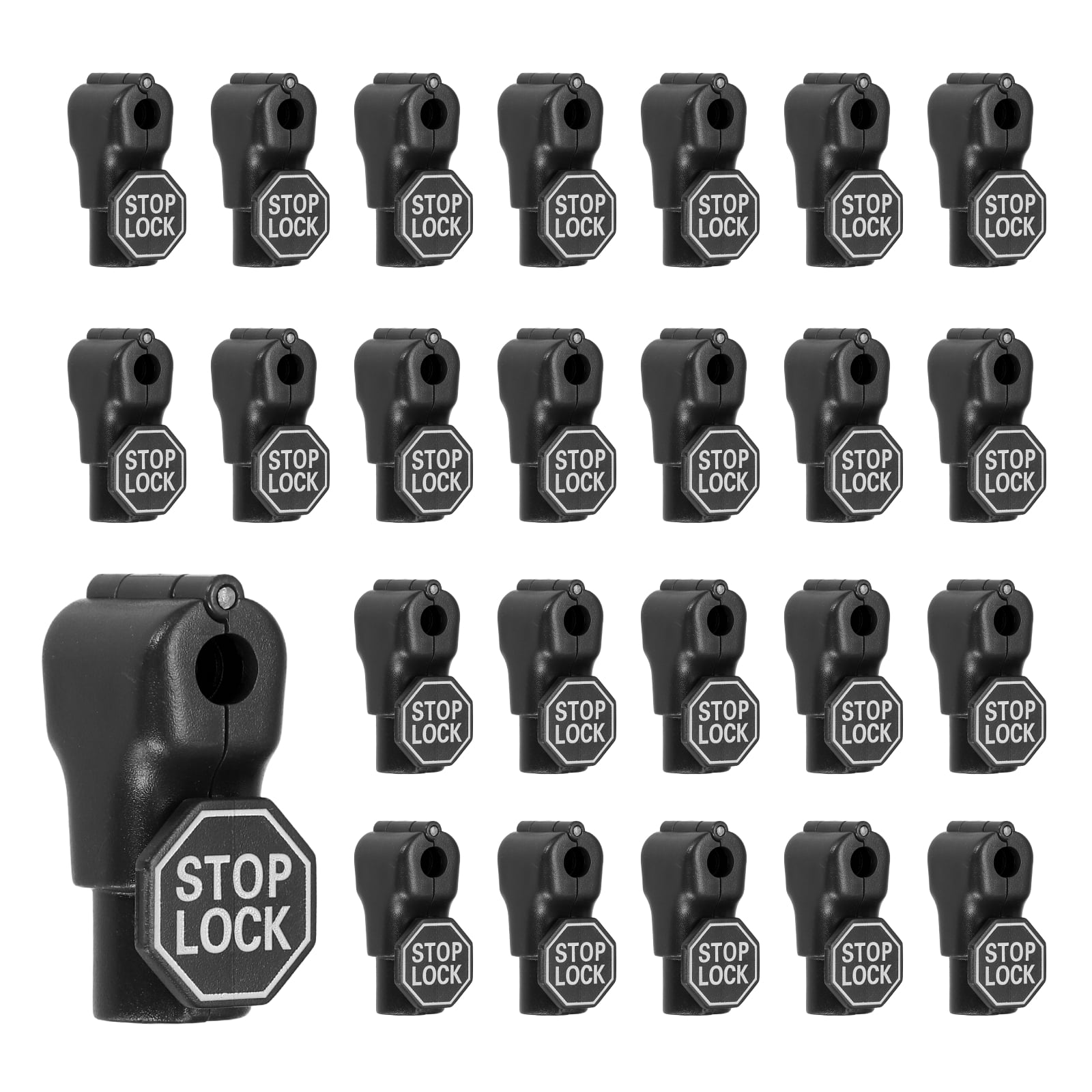 Uxcell 50Pcs Peg Hook Locks (6mm) PC Magnet Anti-Theft Pegboard Display Hook Locks Security Red Stop Tools, Fits Retail Shop/Shopping Center/Garage Tools, Black