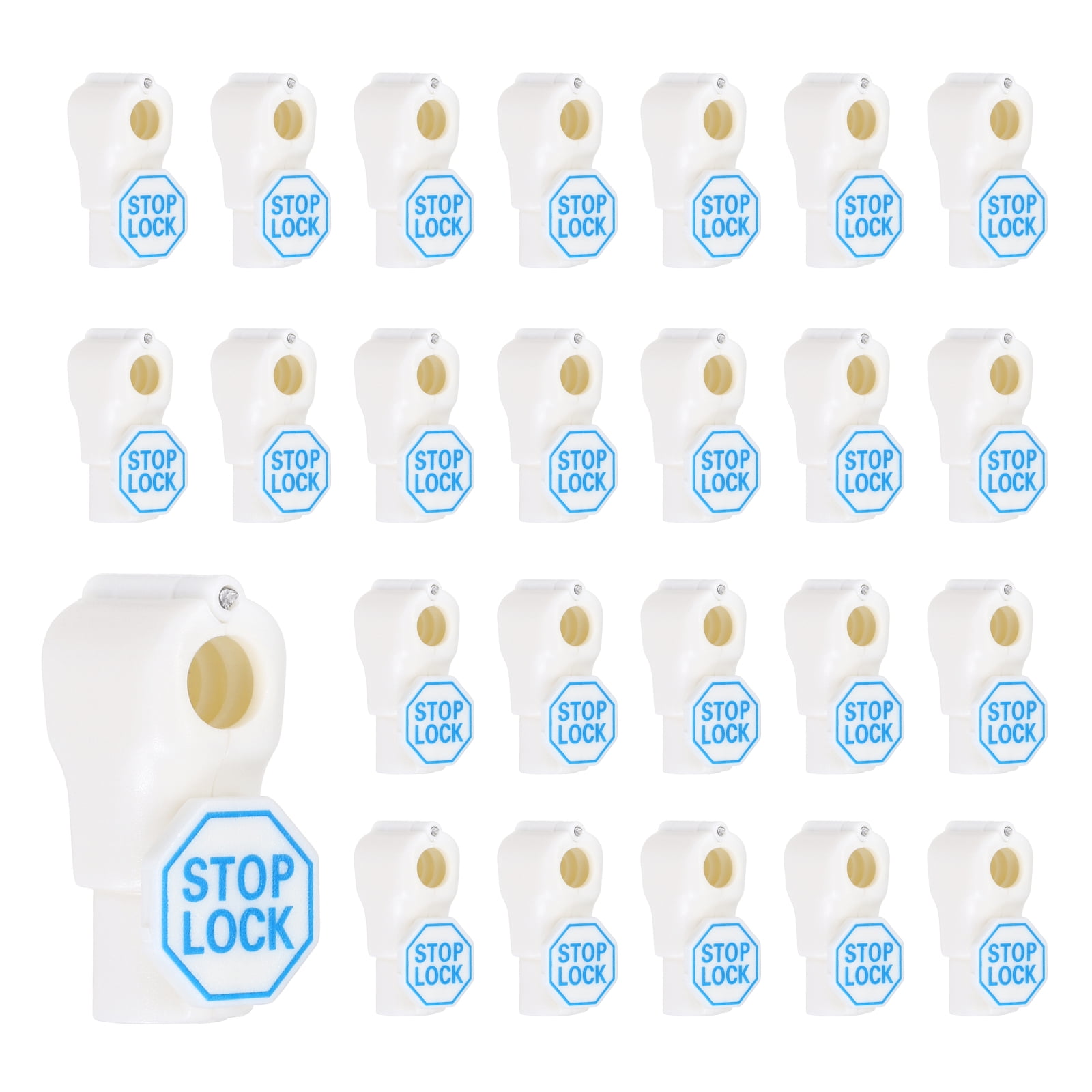 Uxcell 50Pcs Peg Hook Locks (8mm) PC Magnet Anti-Theft Pegboard Display Hook Locks Security Red Stop Tools, Fits Retail Shop/Shopping Center/Garage Tools, White