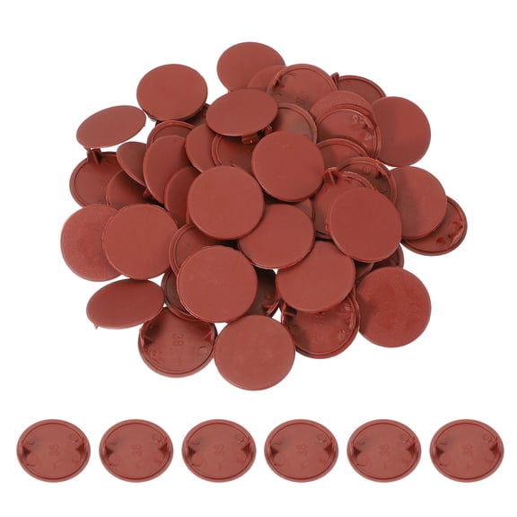 Uxcell 50Pcs Plastic Hole Plugs, 1-1/2"(38mm) Screw Caps Cover Knockout Locking Plugs, Red Brown
