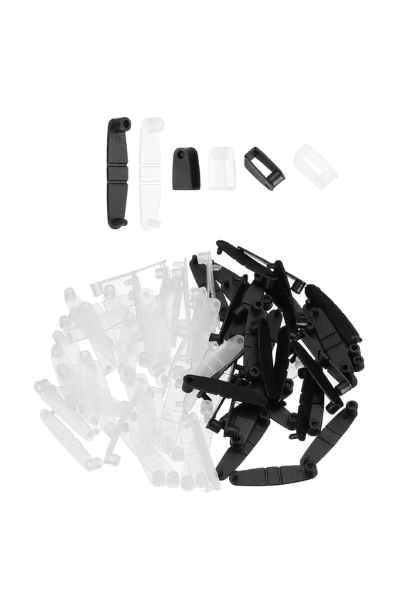 50Pcs Plastic Keychain Clips, Clear Acrylic Snap Connectors Tabs Card Holder Rings for Keys Rings Office Credit Card Crafts Jewelry Making Bulk, Black/ transparent