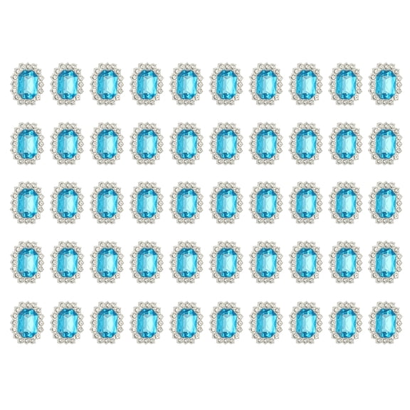 Uxcell 50Pcs Rhinestone Embellishments, Handcraft Crystal Rhinestone Button Charms Silver Base Gems Blue Rhinestones for Crafting