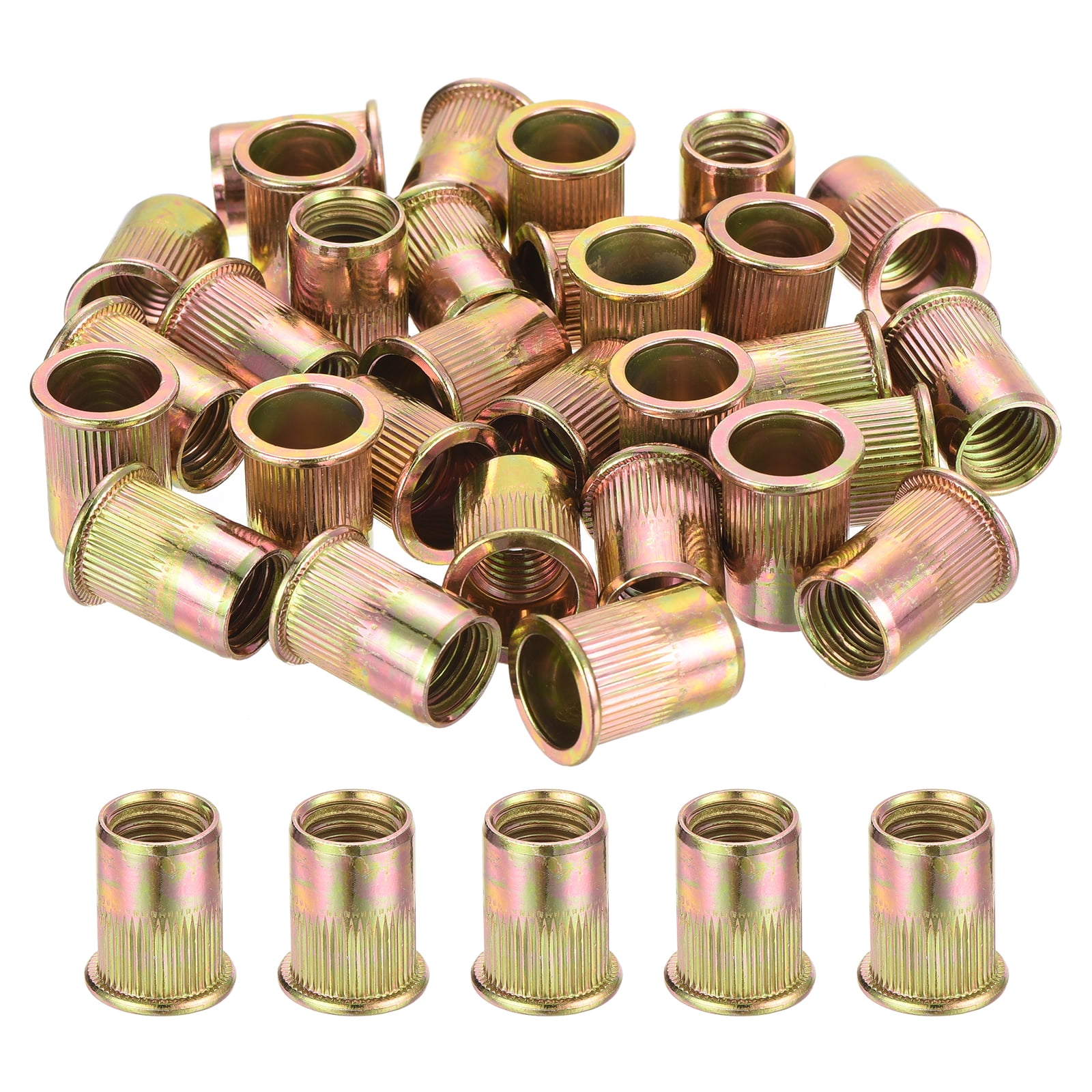 Uxcell 50Pcs Rivet Nuts Flat Head, M12 Carbon Steel Thread Zinc Plated