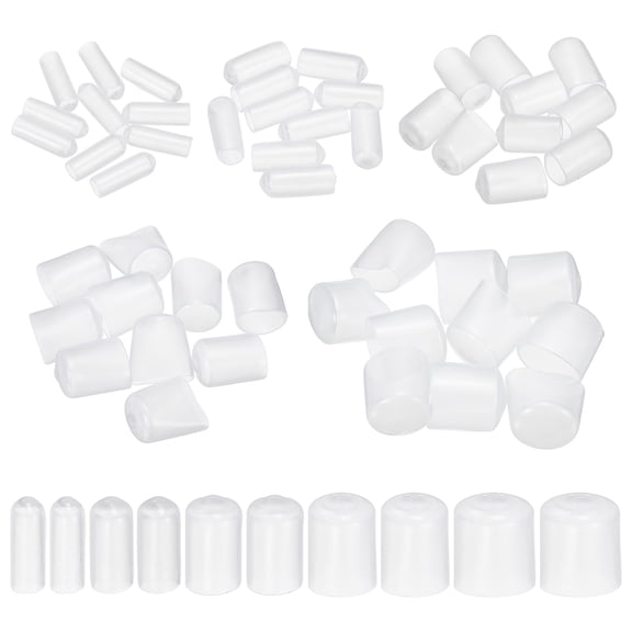 Uxcell 50Pcs Round End Protective Caps Rubber Cover 1/8" 1/4" 1/2" 3/4" 1" Clear Screw Protector for Screw Bolt, Plumbing Pipe