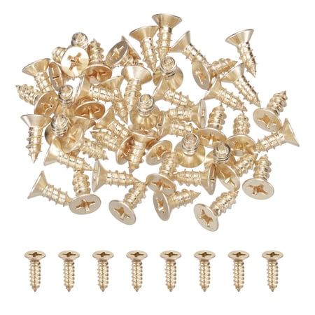 Uxcell 50Pcs ST6 x 16mm Pan Head Self Tapping Screws for Metal, Gold