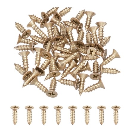 Uxcell 50Pcs ST6 x 20mm Pan Head Self Tapping Screws for Metal, Gold