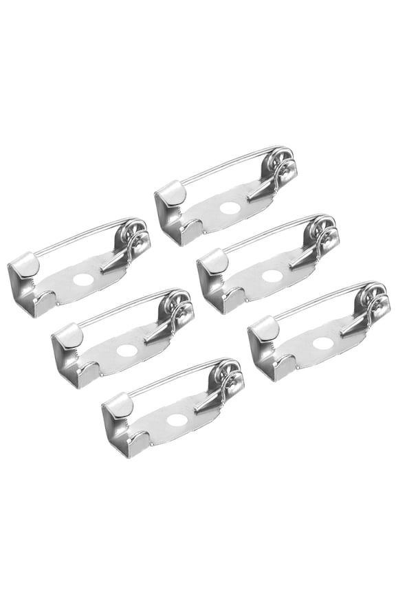 50Pcs Safety Bar Pins 15mm Brooch Clasp Pin Backs for ID Badges Name Cards Tags DIY Craft, Silver White