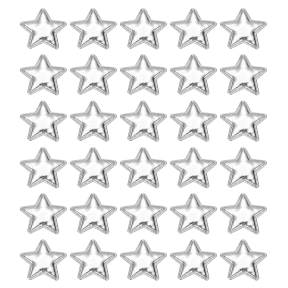 Uxcell 50Pcs Star Appliques Sew on Patches Shiny Star Charm PU Padded Fabric Charms for DIY Craft, Silver