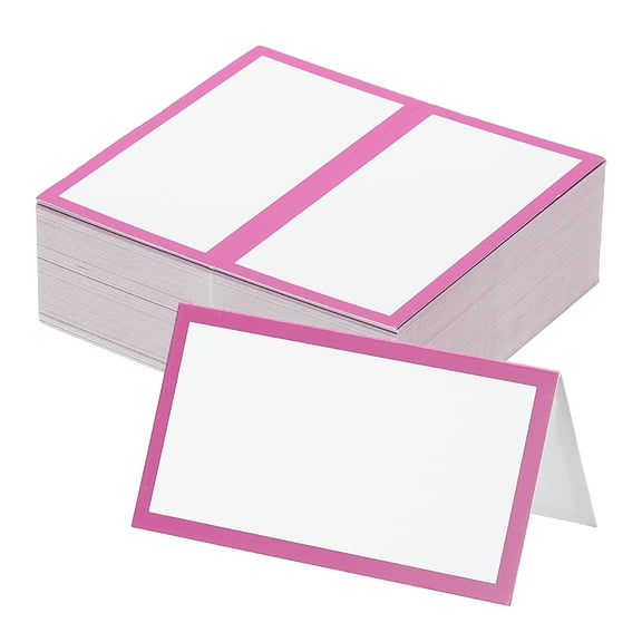 Uxcell 50Pcs Table Place Cards, 3.5 x 2 Inches Blank Name Place Cards for Table Setting Wedding Reception, Pink