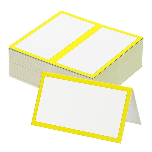 Uxcell 50Pcs Table Place Cards, 3.5 x 2 Inches Blank Name Place Cards for Table Setting Wedding Reception, Yellow
