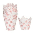 thumbnail image 1 of Uxcell 50Pcs Tulip Cupcake Liners Standard Paper Baking Cups Greaseproof Wrapper Disposable White with Heart Pattern, 1 of 6