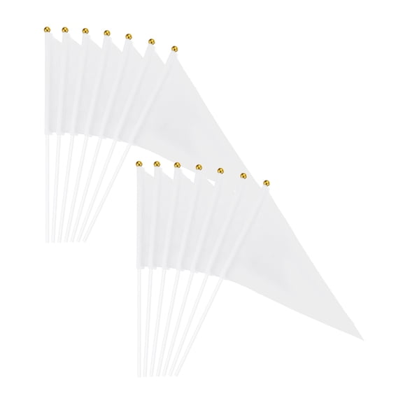Uxcell 50Pcs White Pennant Stick Flag, 8.3 x 5.5 Inch Handheld Solid Color Flags on Plastic Stick for DIY Graffiti Birthday Carnival Festival Celebration Sports Grand Opening Party